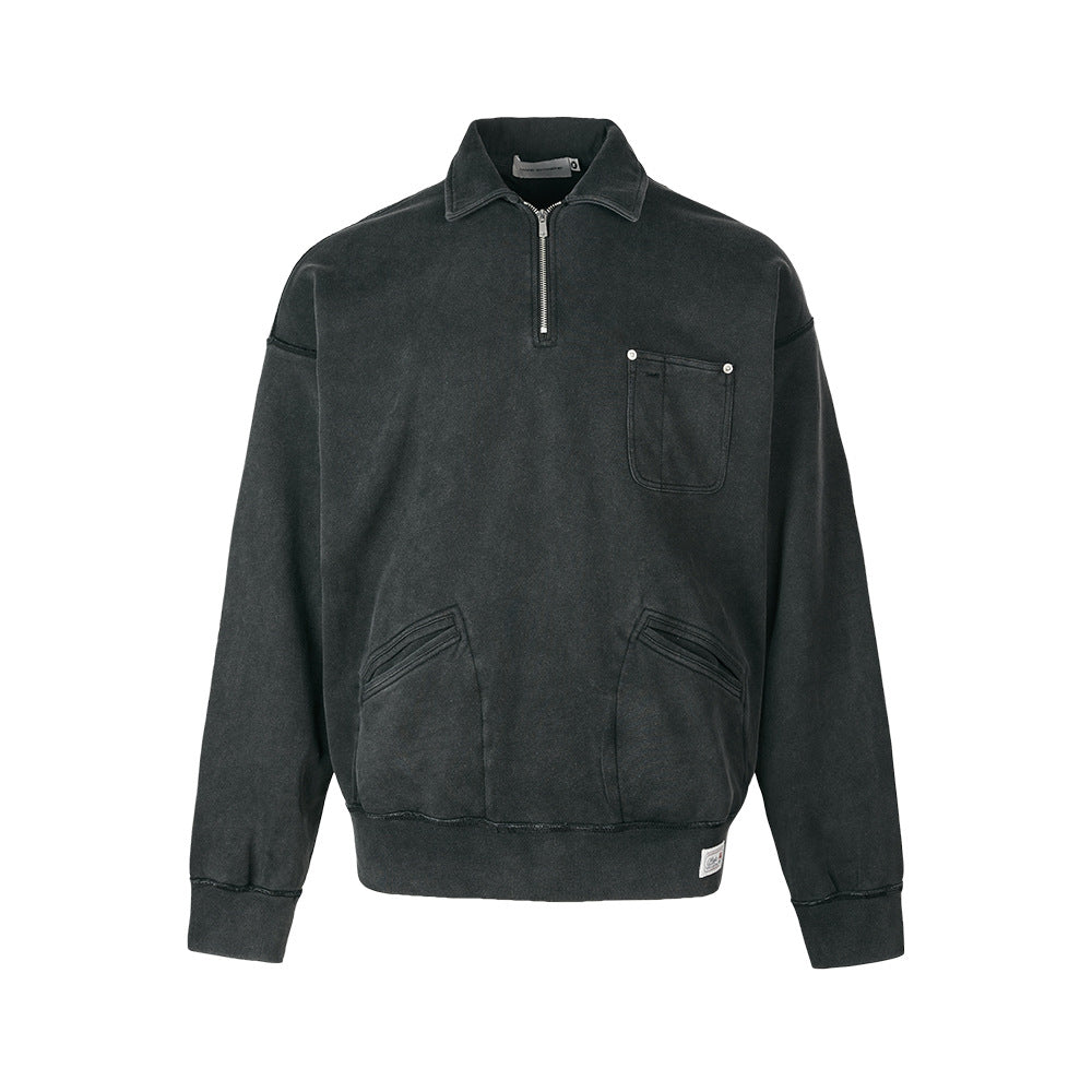 MADEEXTREME Half Zip Lapel Polo Sweater