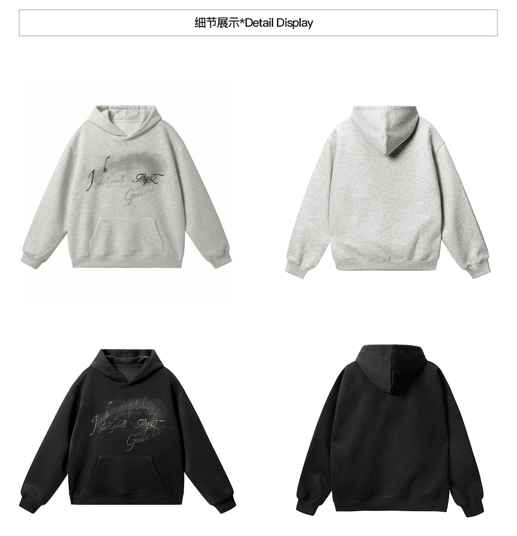 JHYQ Retro Letter Print Hooded Sweater