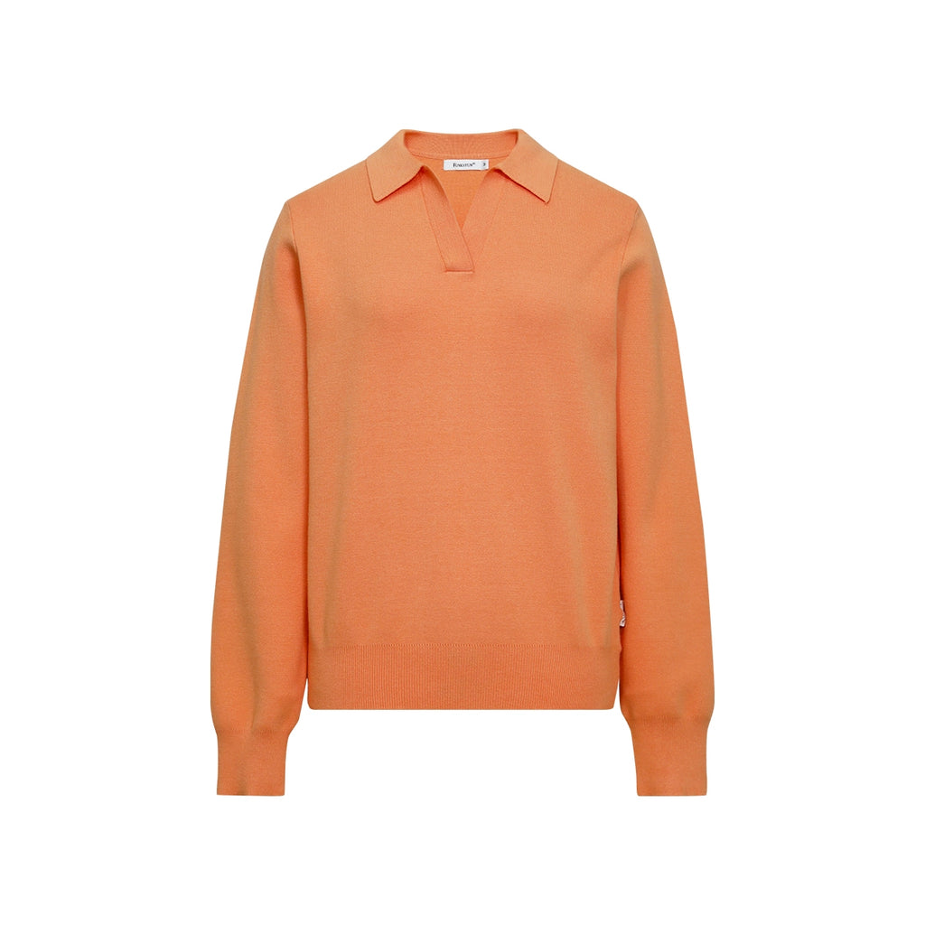 FUNKYFUN Plain Weave Polo Lapel-neck Knitted Sweater