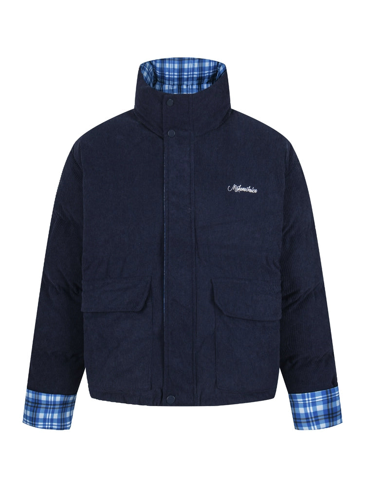 Kenvibe Plaid Paneled Loose Thickened Warm Jacket