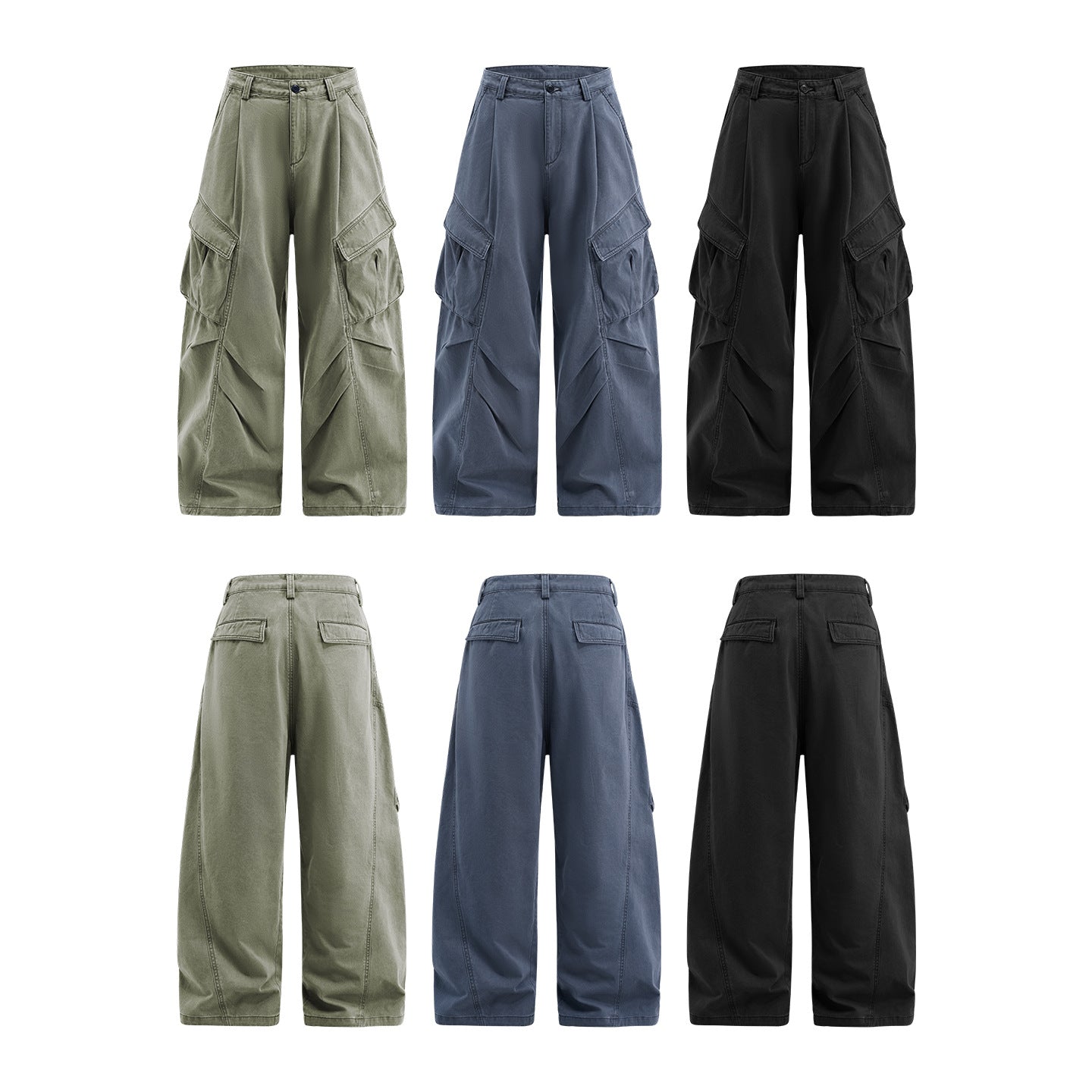 Inflation Pocket Pleated Wide Leg Pants