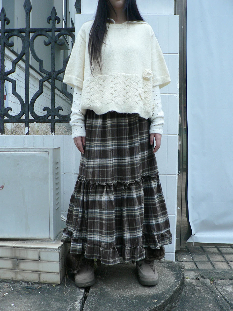 Ang: Project Vintage Stitched Lace Checked Skirt