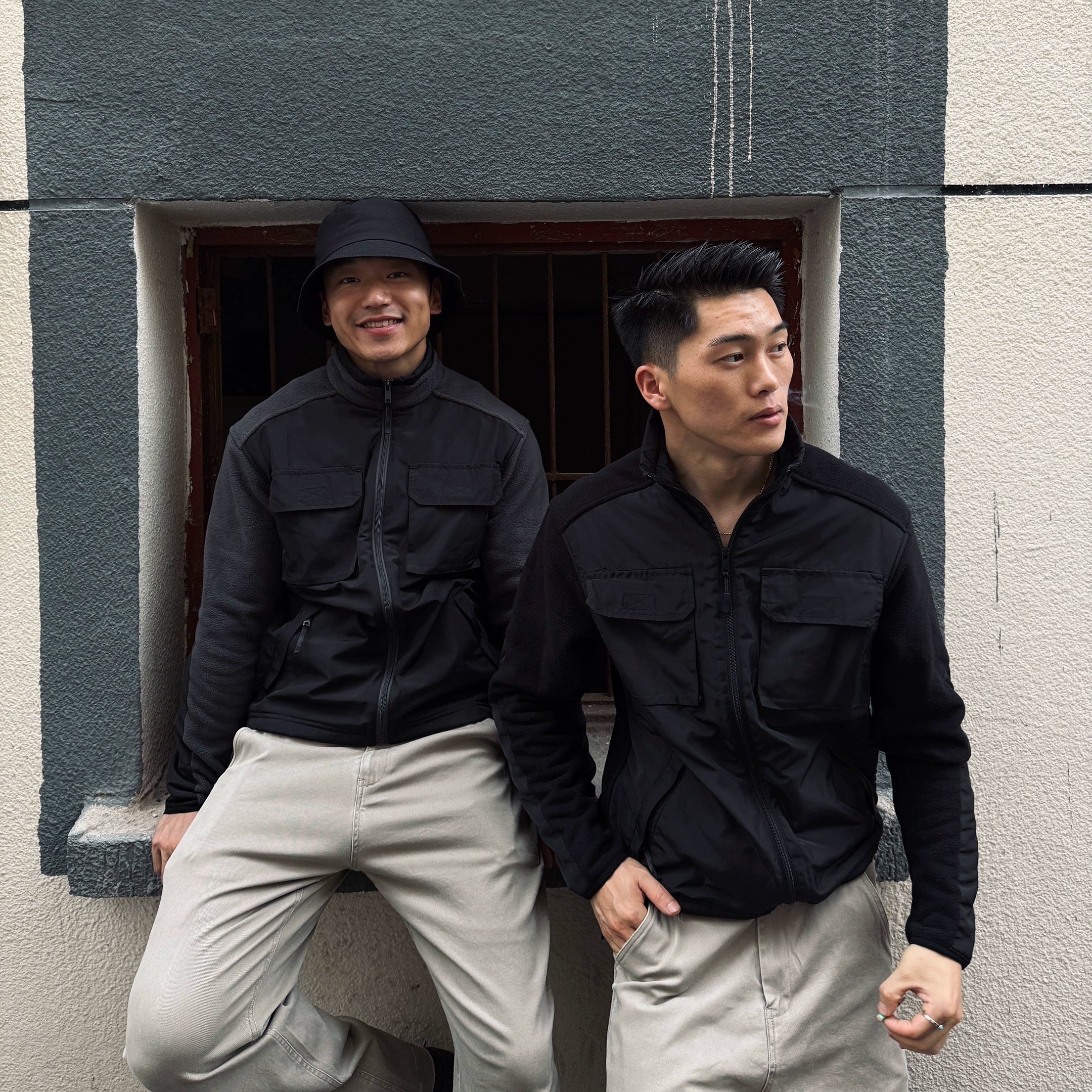 GTAL Splicing Stand-up Collar Warm and Windproof Long-sleeved Tooling Jacket