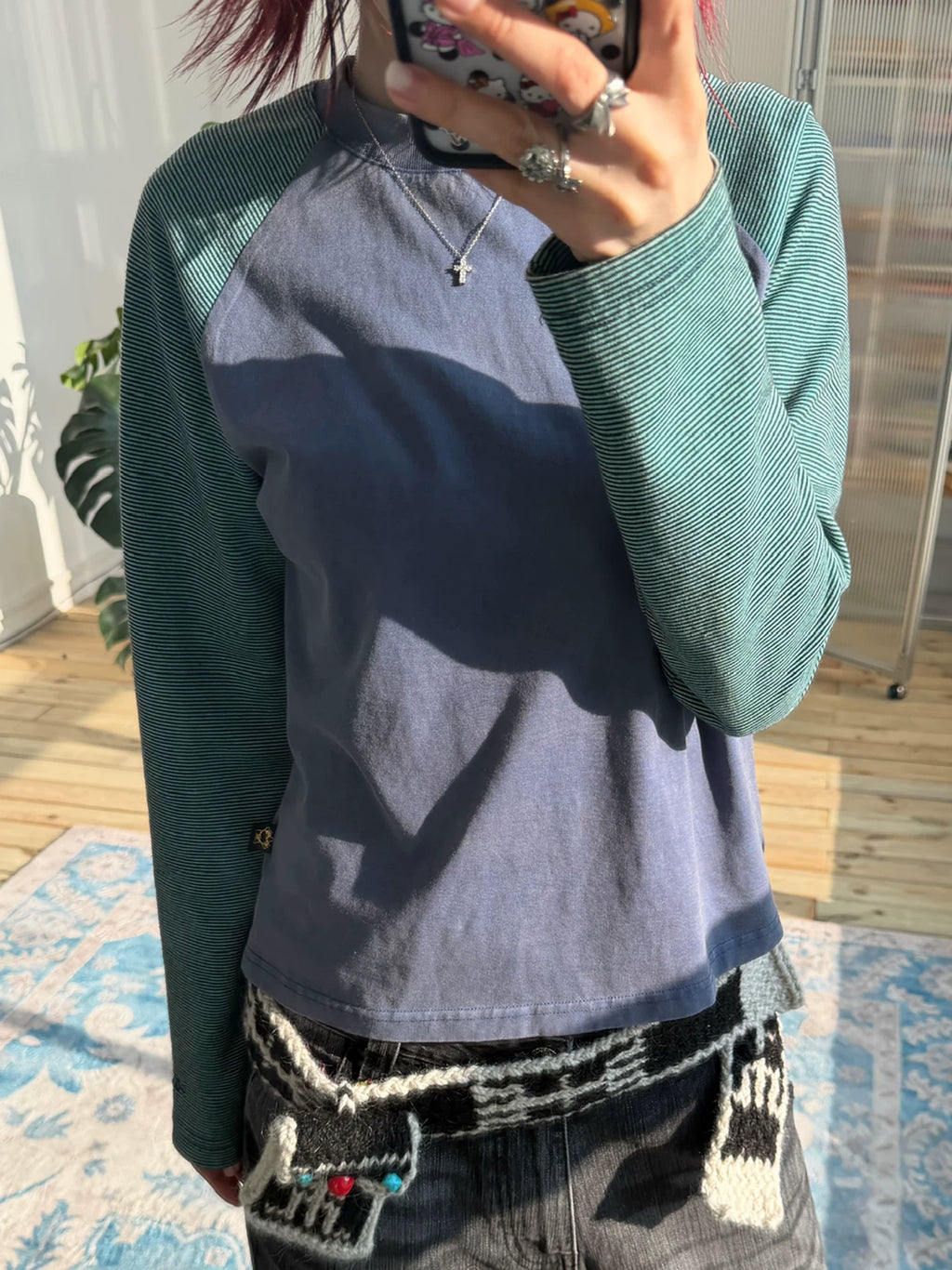 MMBBT Pinstriped Shoulder Sleeves Color Matching Long Sleeves