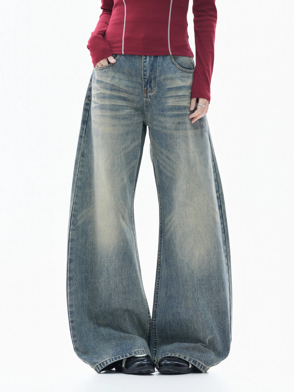 Zuocisankon Retro Tie-dye Straight Jeans