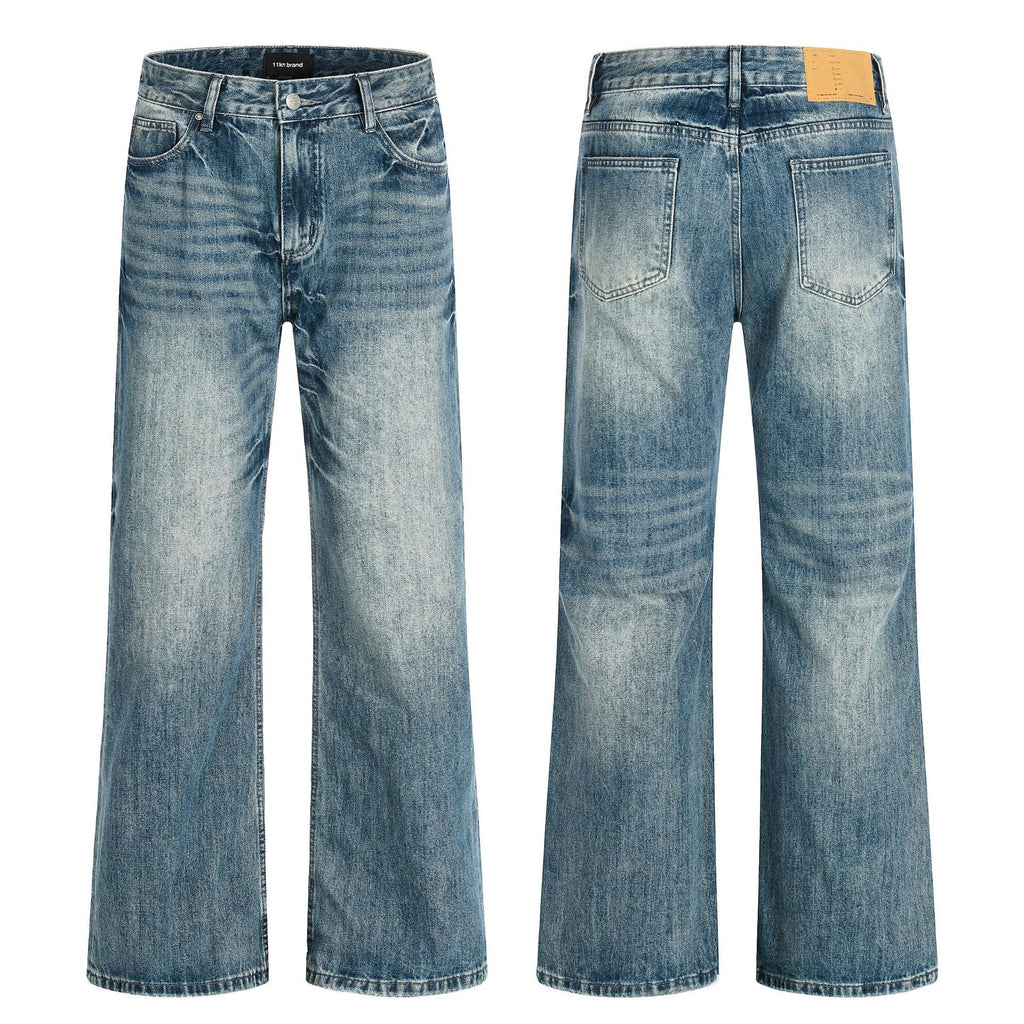 11KN Slub Pattern Simple Old Jeans
