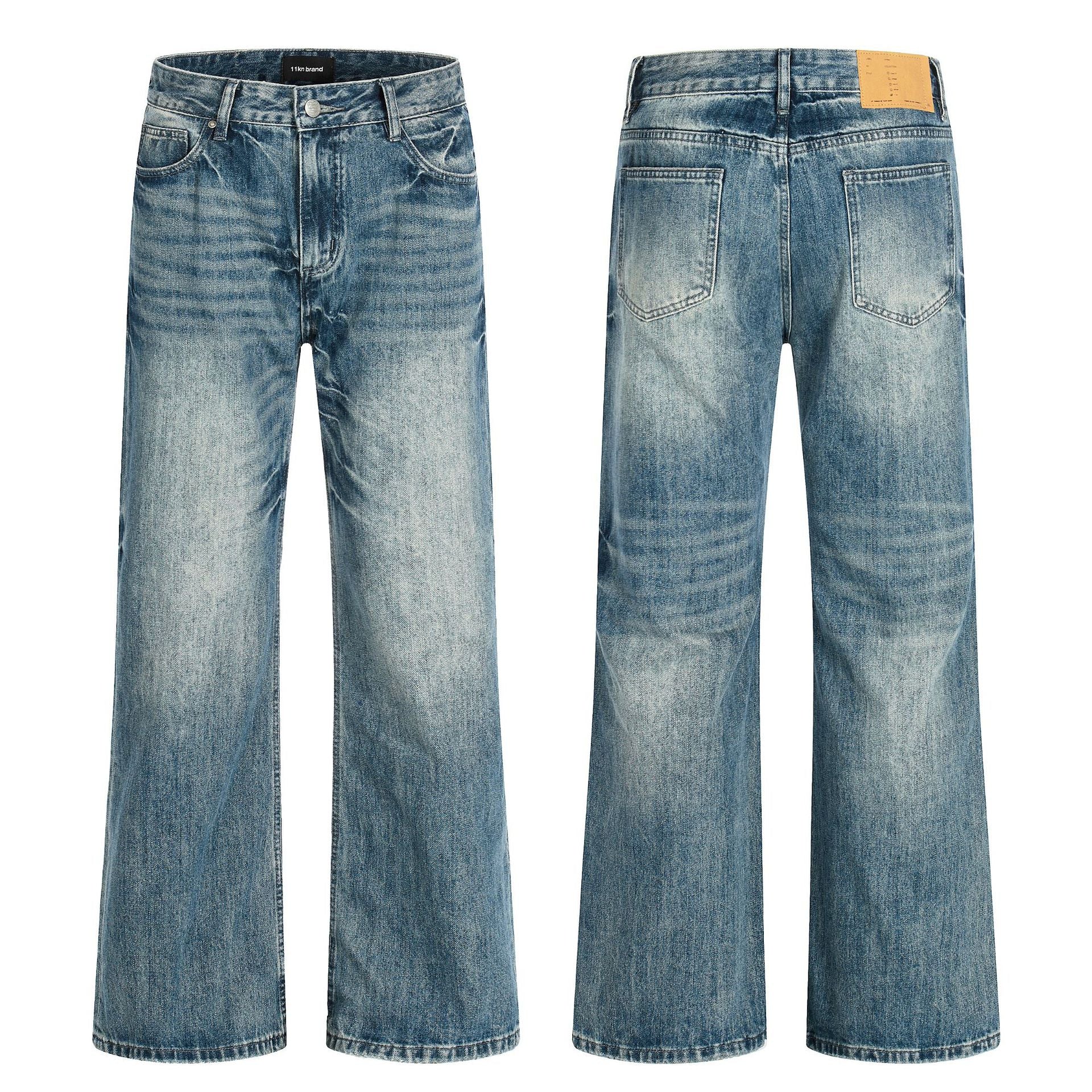 11KN Slub Pattern Simple Old Jeans