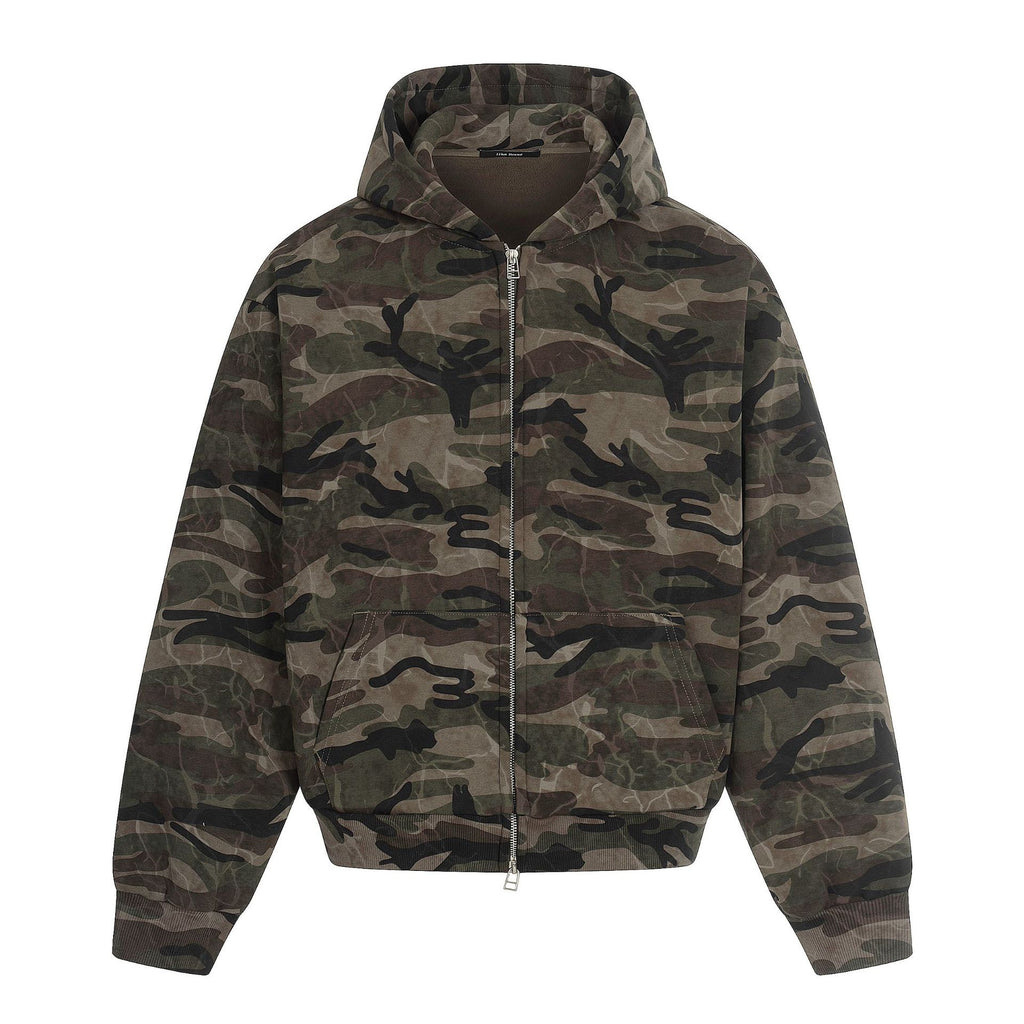 11KN Vintage Camo Hooded Fleece Jacket