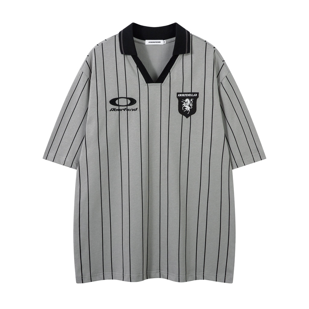 BeOurRule Vintage Badge Embroidered Striped Tee