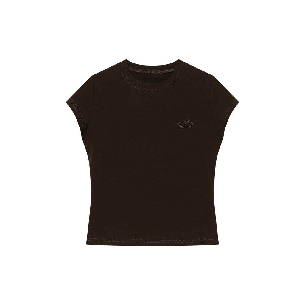 FUNKYFUN Embroidery Front Shoulder Waist Tee