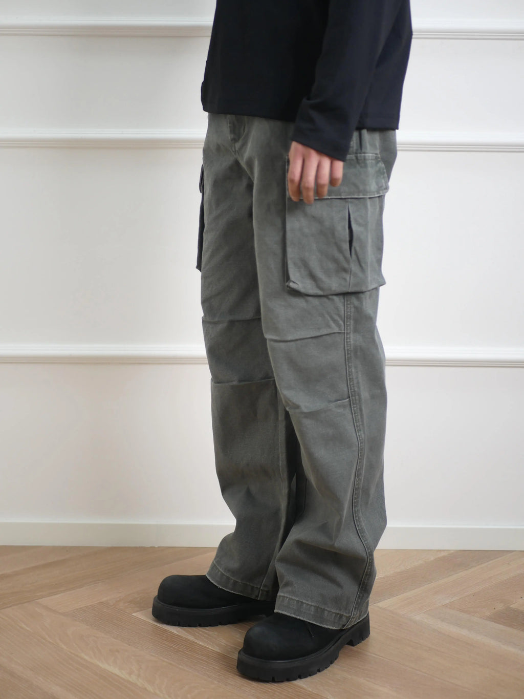 NO LOGO Straight Loose Washed Old Overalls