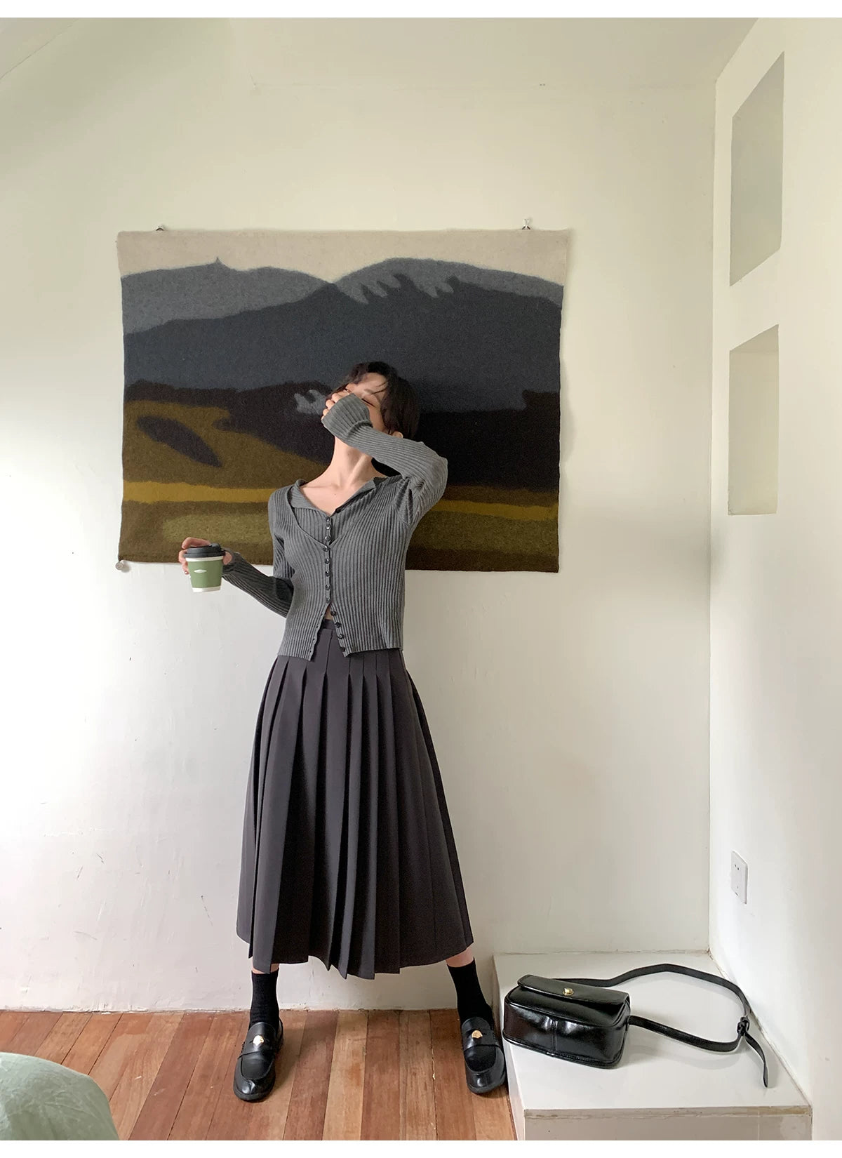 KANO Asymmetrical Pleated Skirt