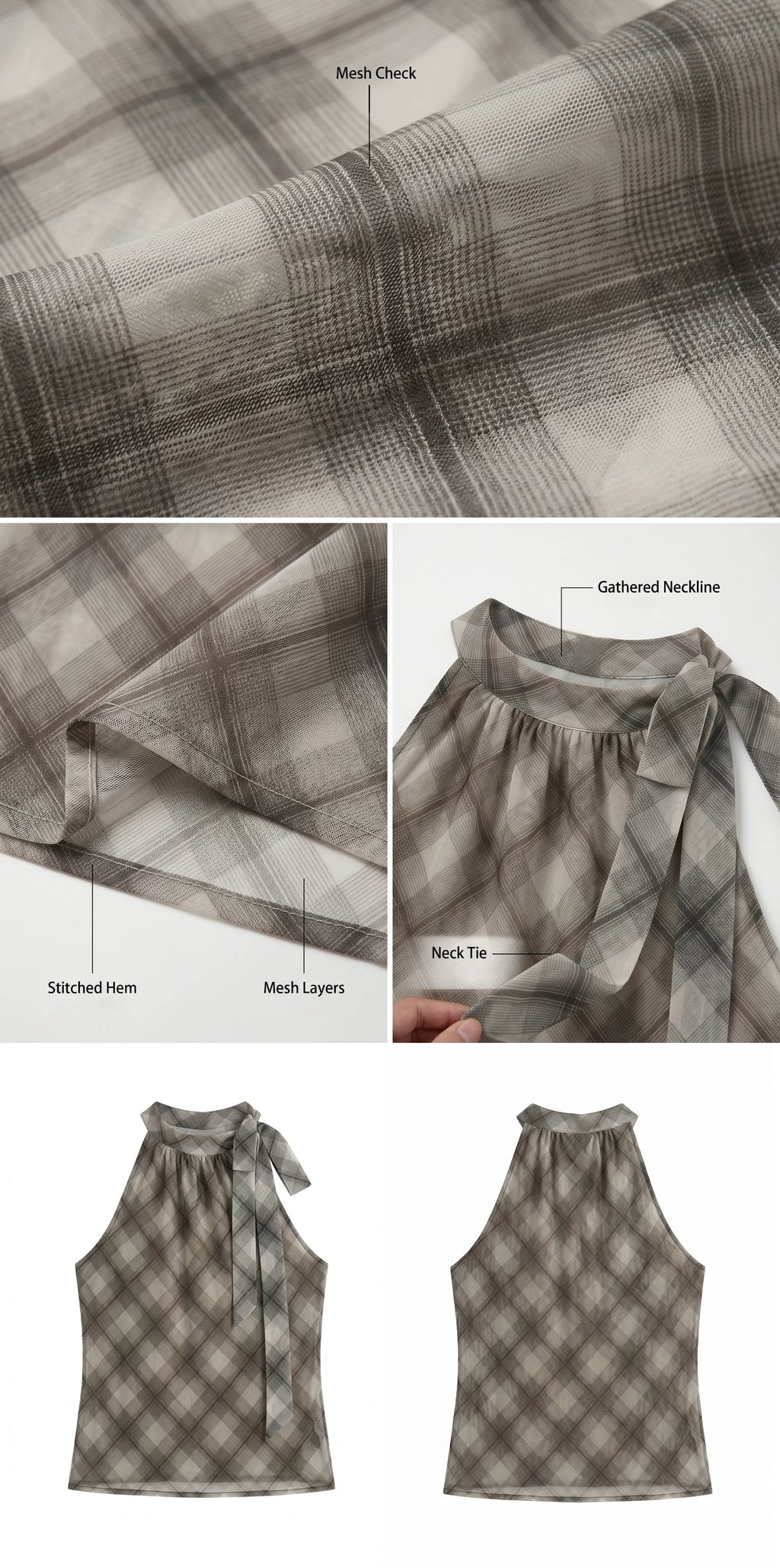 WITHMIN Checked Slim Sling Vest