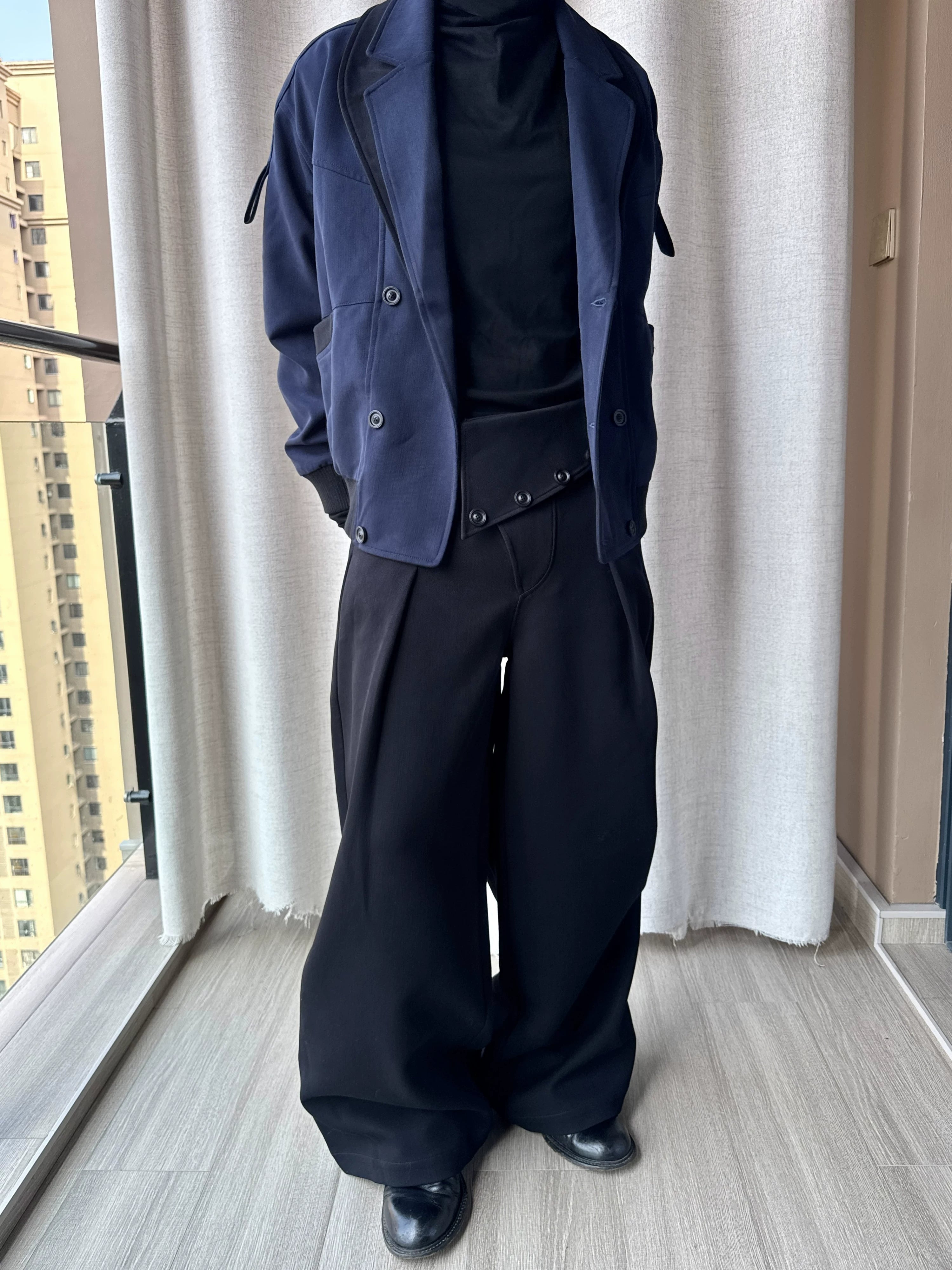 Esaias Button-pleated Wide Leg Casual Trousers