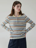 VOOE Contrasting Stripes Loose Casual Long Sleeves