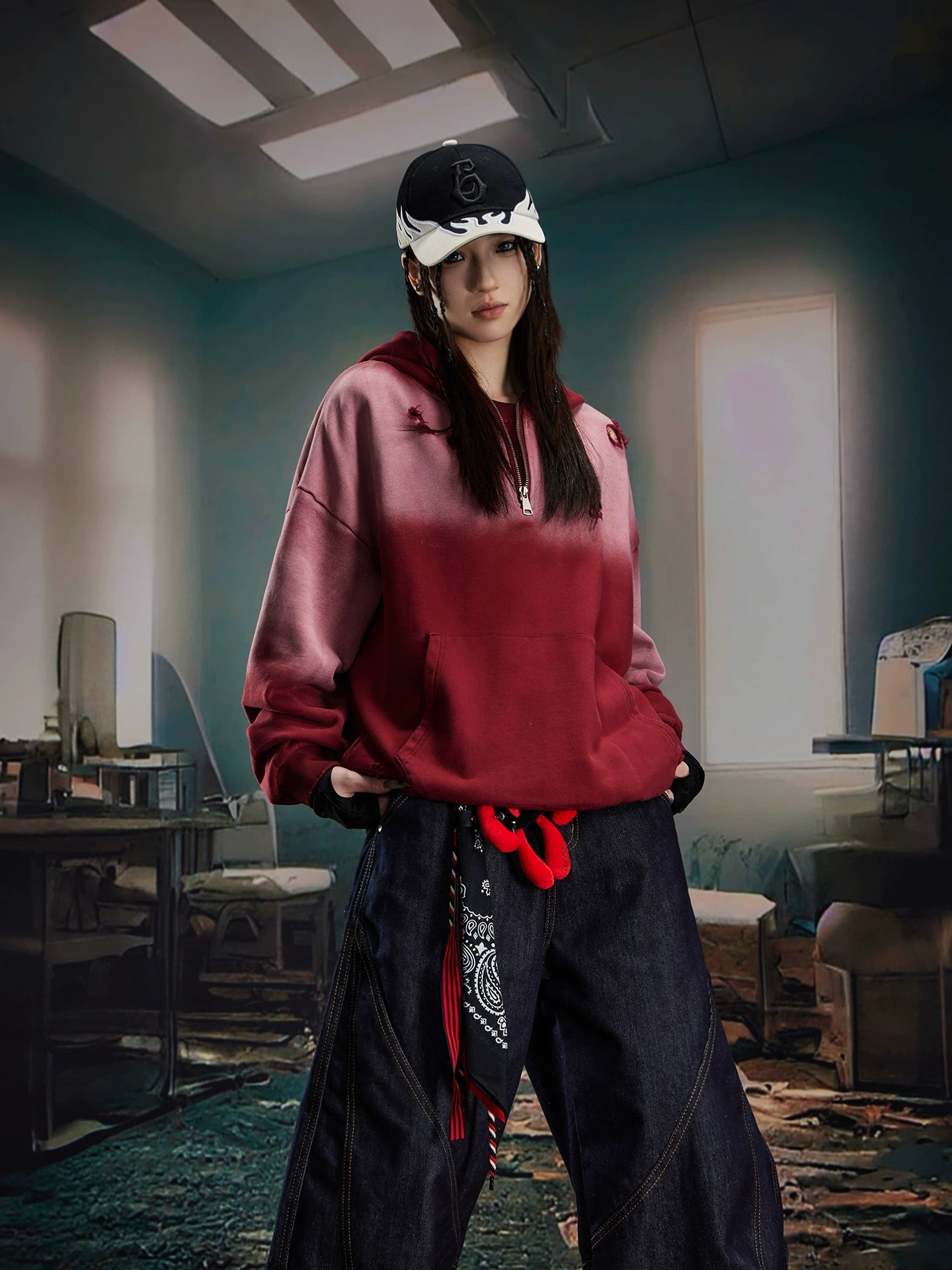 NOMANIAI Old-fashioned Casual Zipper Hooded Sweater