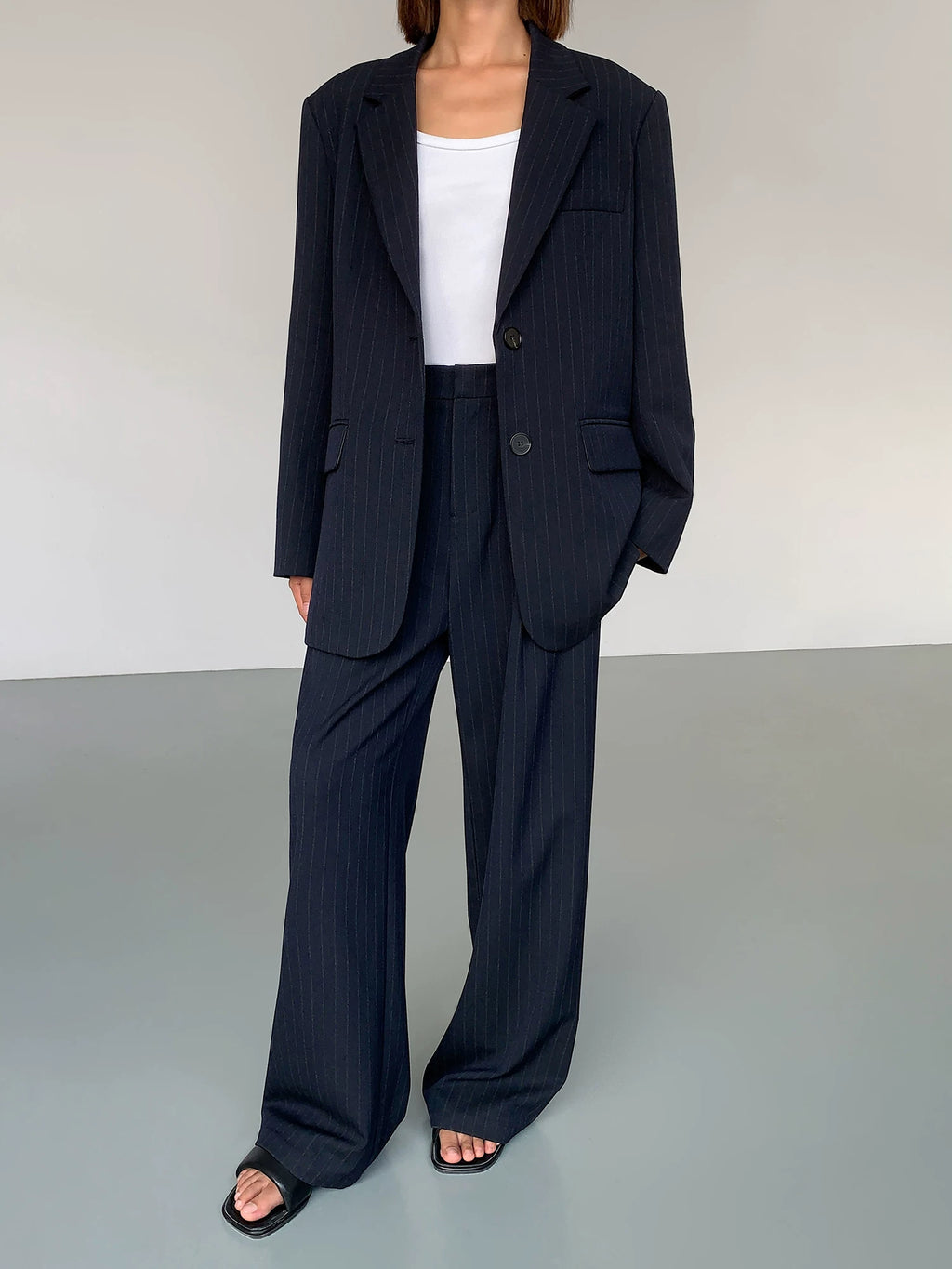 Ousph Straight Casual Loose Wide-leg High-waisted Trousers