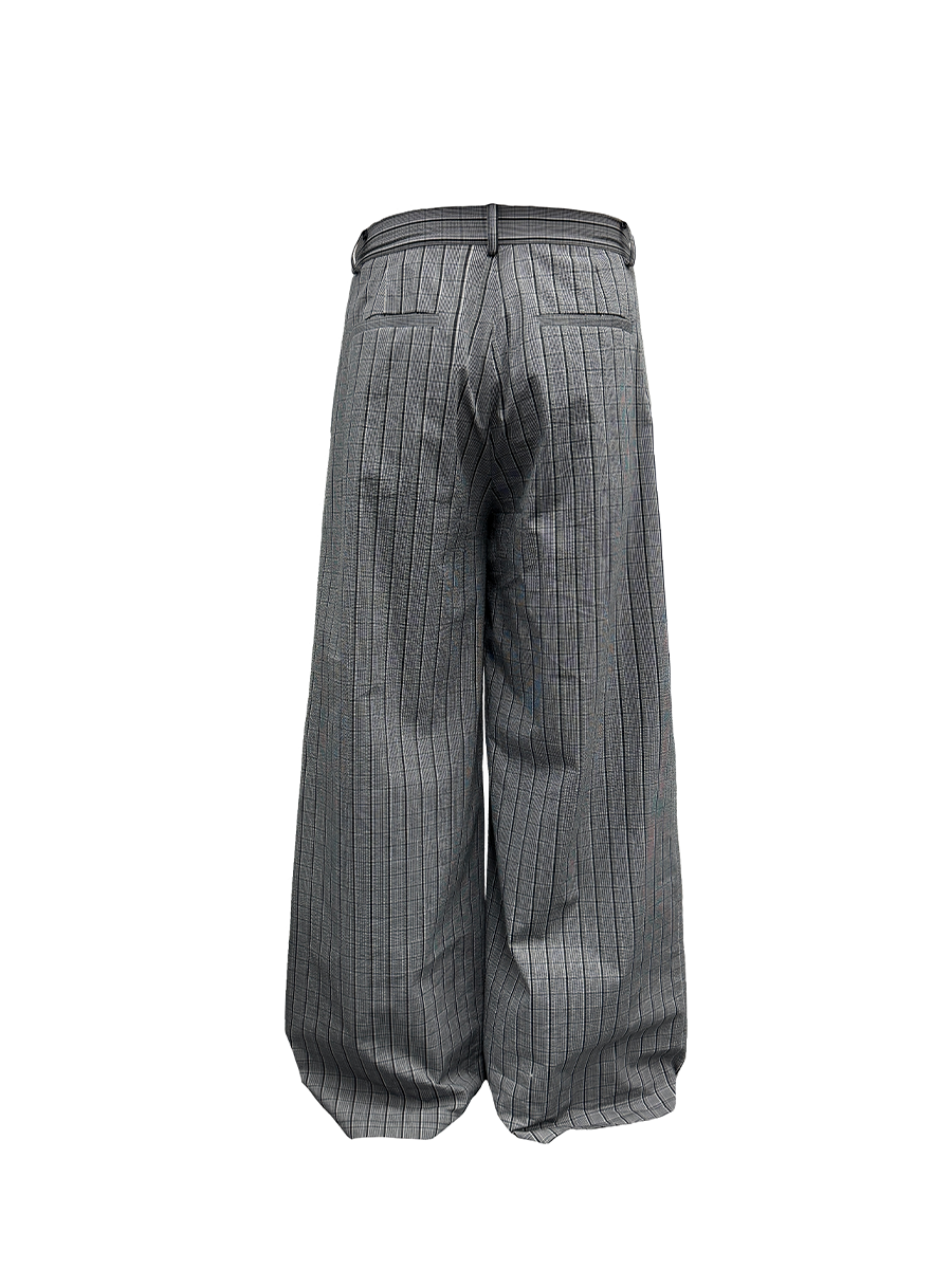 JCAESAR Bubble Plaid Straight Trousers