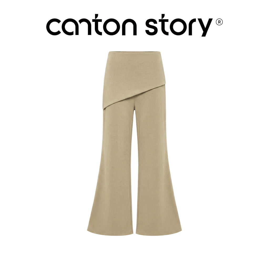 Cantonstory Fake Two-piece Micro-pull Pants Fart Curtain High-waisted Casual Pants