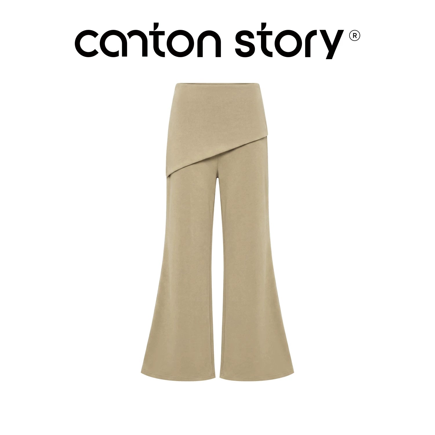 Cantonstory Fake Two-piece Micro-pull Pants Fart Curtain High-waisted Casual Pants