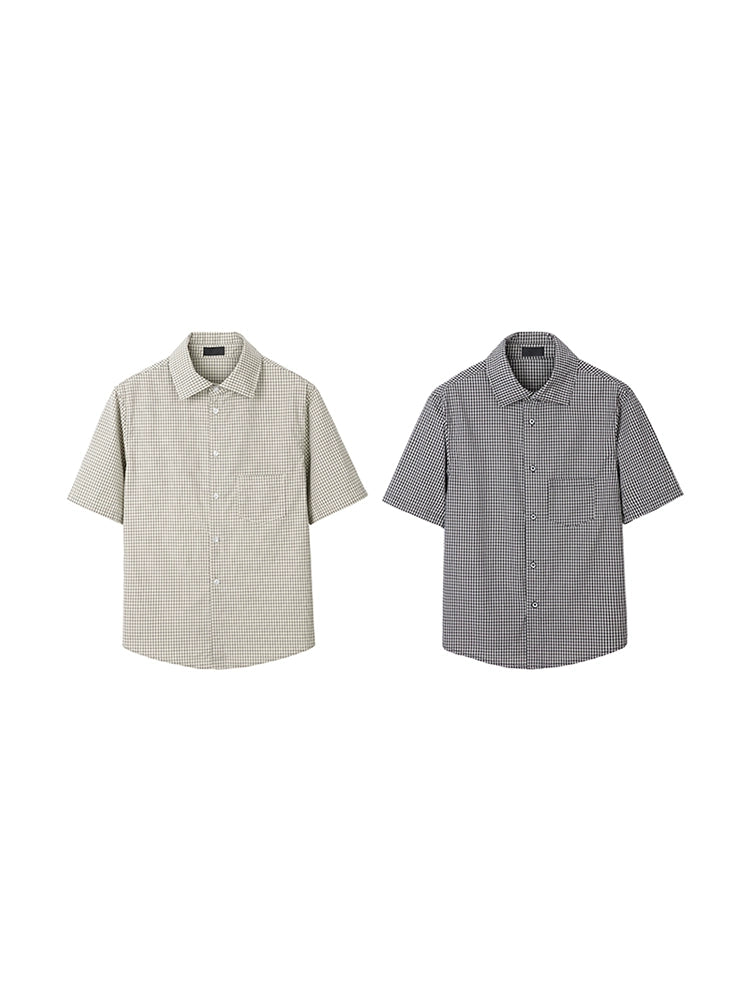 PLUS NO LOGO Versatile Plaid Short-sleeved Shirt