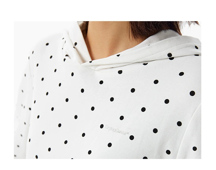 CryingCenter Casual Loose Side Pleated Waist Polka Dot Sweater