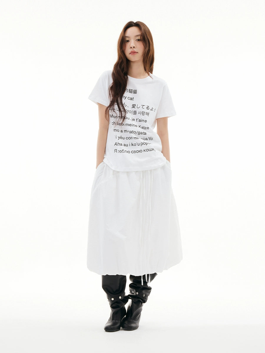 FUNKYFUN Pleated Texture Slanted Splicing Casual Skirt