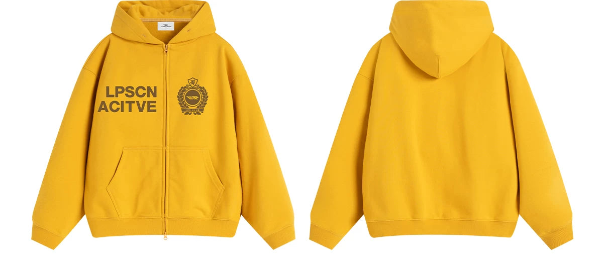 Loopsoon Front Chest Left and Right Creative Letter Print Hooded Sweater
