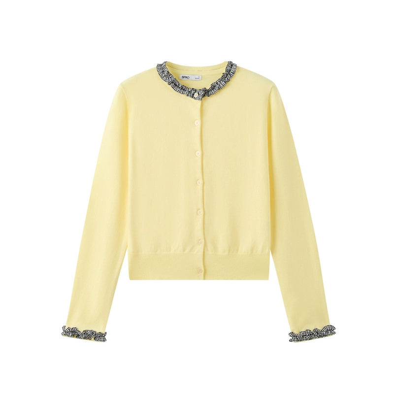 SPAO Korean Style Color Lace Collar Cardigan SPCKF23G73