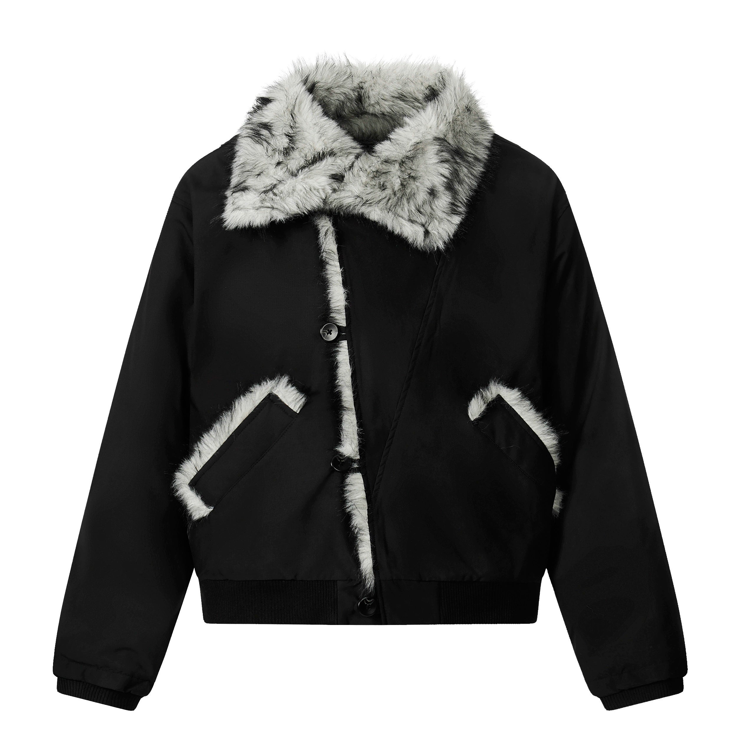 Zuocisankon Plush Lapel Diagonal Buckle Tie-dyed Cotton Jacket