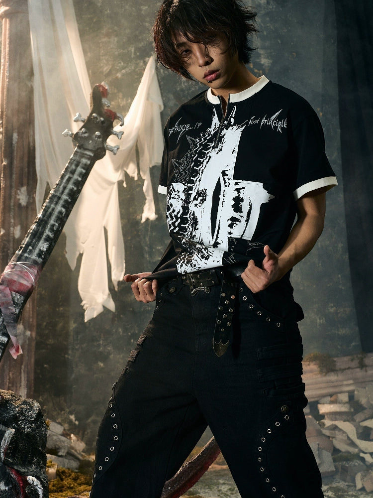 PAIKI Thorn Punk Tires Cross Patch Loose Tee
