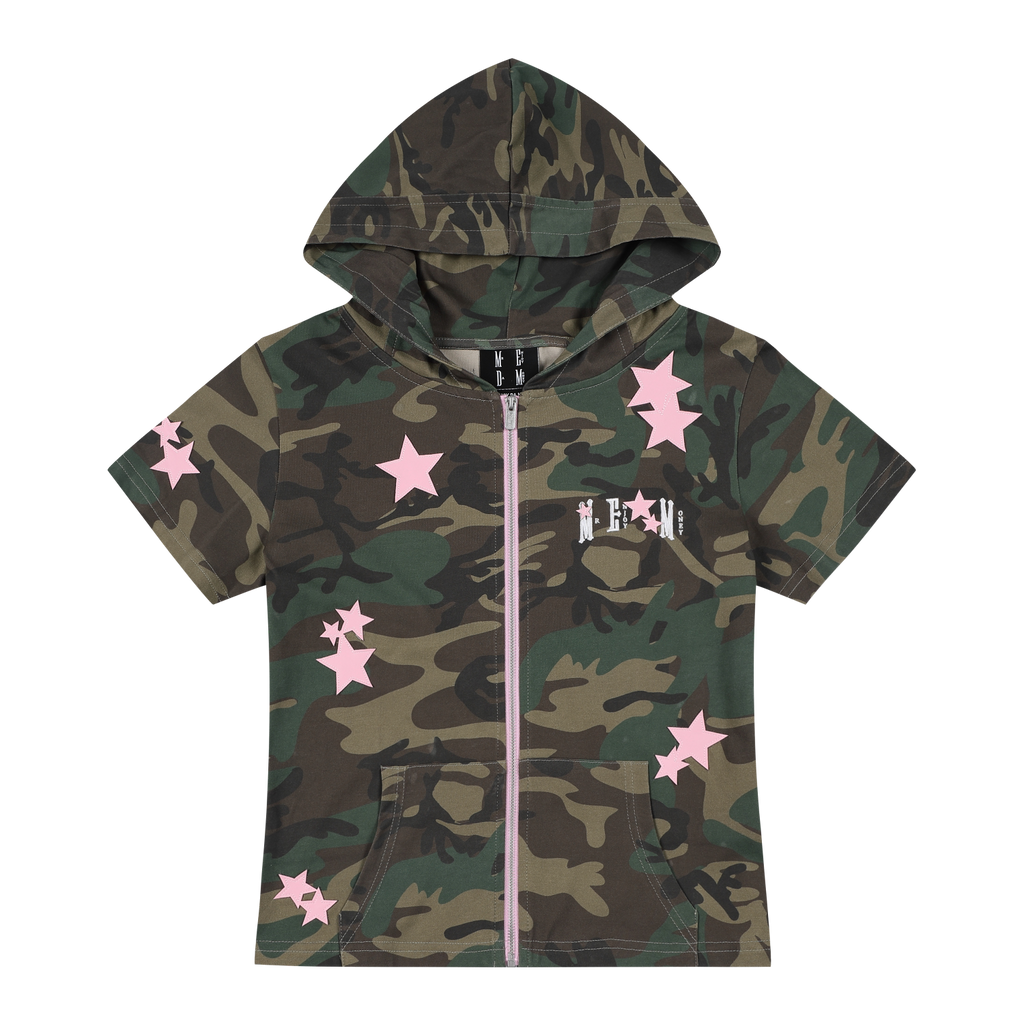 MEDM Camouflage Star Skin Slim-fit Hooded Cardigan