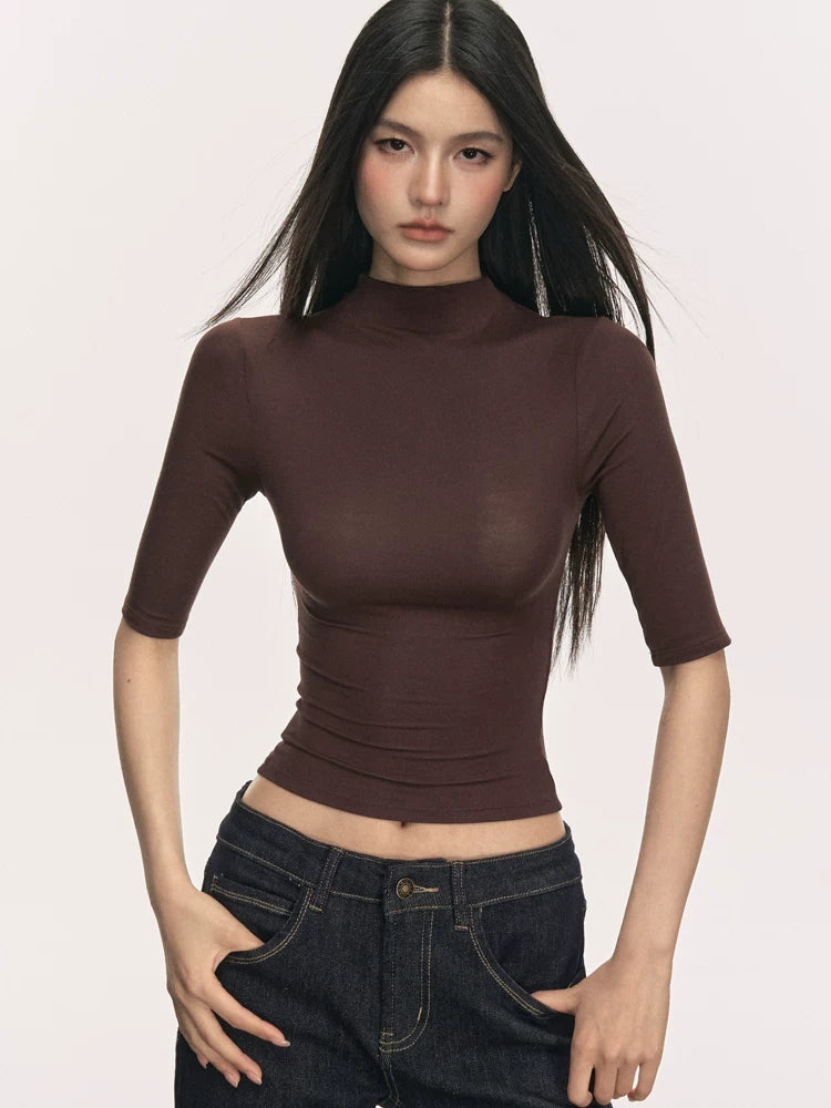 Anna Aneae Small Turtleneck Slim-fit Fleece Bottoming Shirt