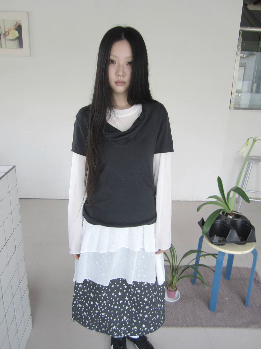 Ang: Project Retro Simple Elastic Slim Knitting Tee