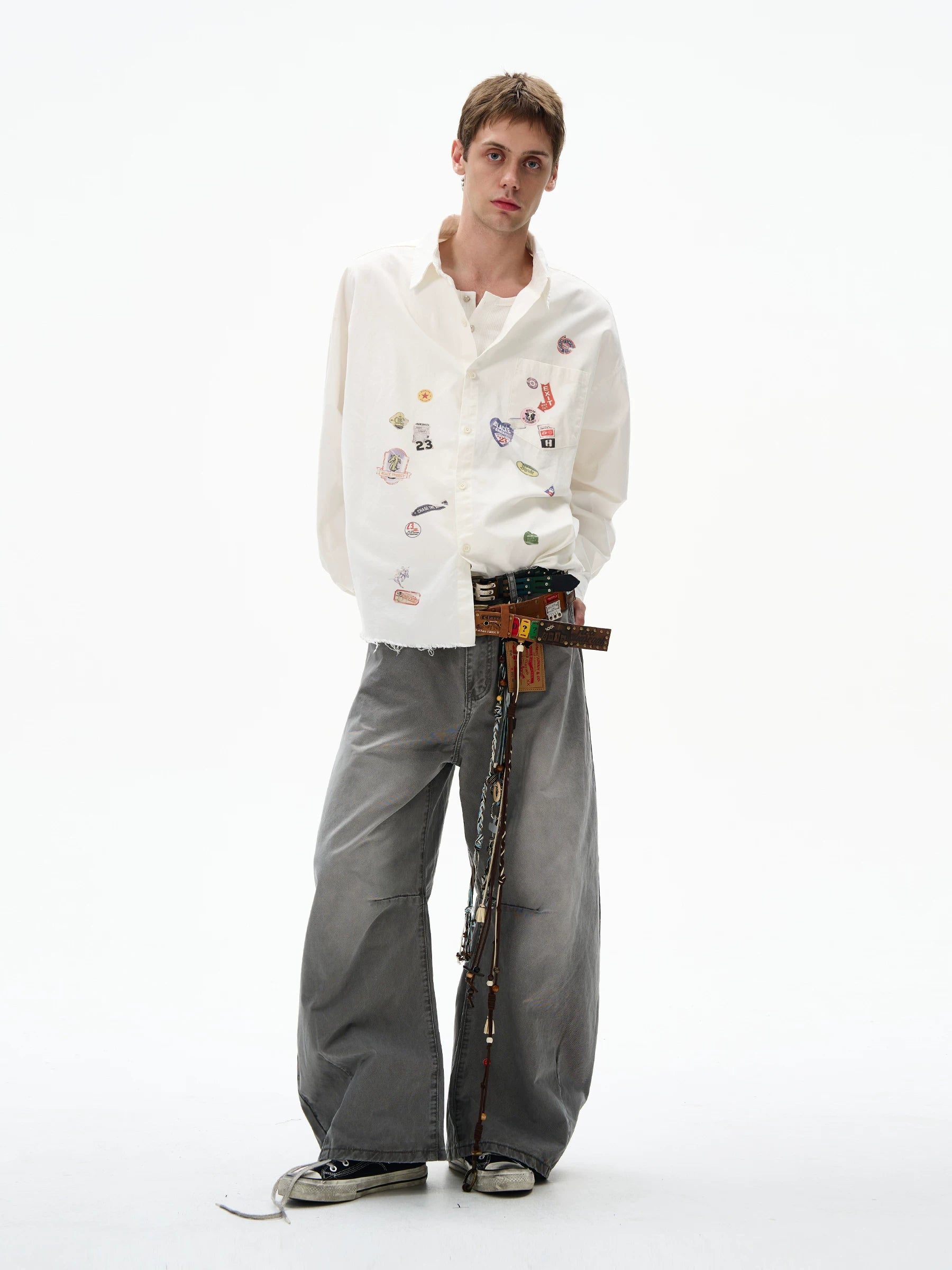 MADWITCH Fun Print Loose Long Sleeve Shirt