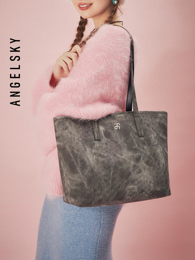ANGELSKY Large Capacity Denim Tote Bag