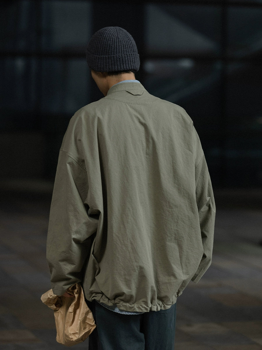 NOEARS Vintage Stand-up Neck Zipper Loose Thin Tooling Jacket