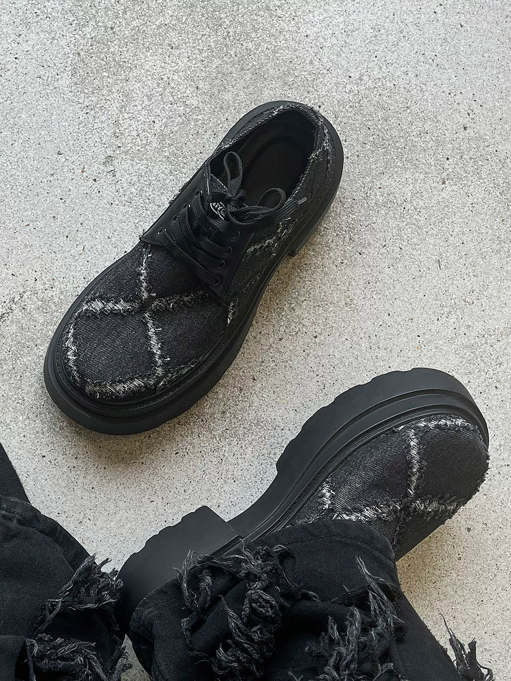 HANQIAORJI Old and Destructive Style Personalized Platform Casual Board Shoes