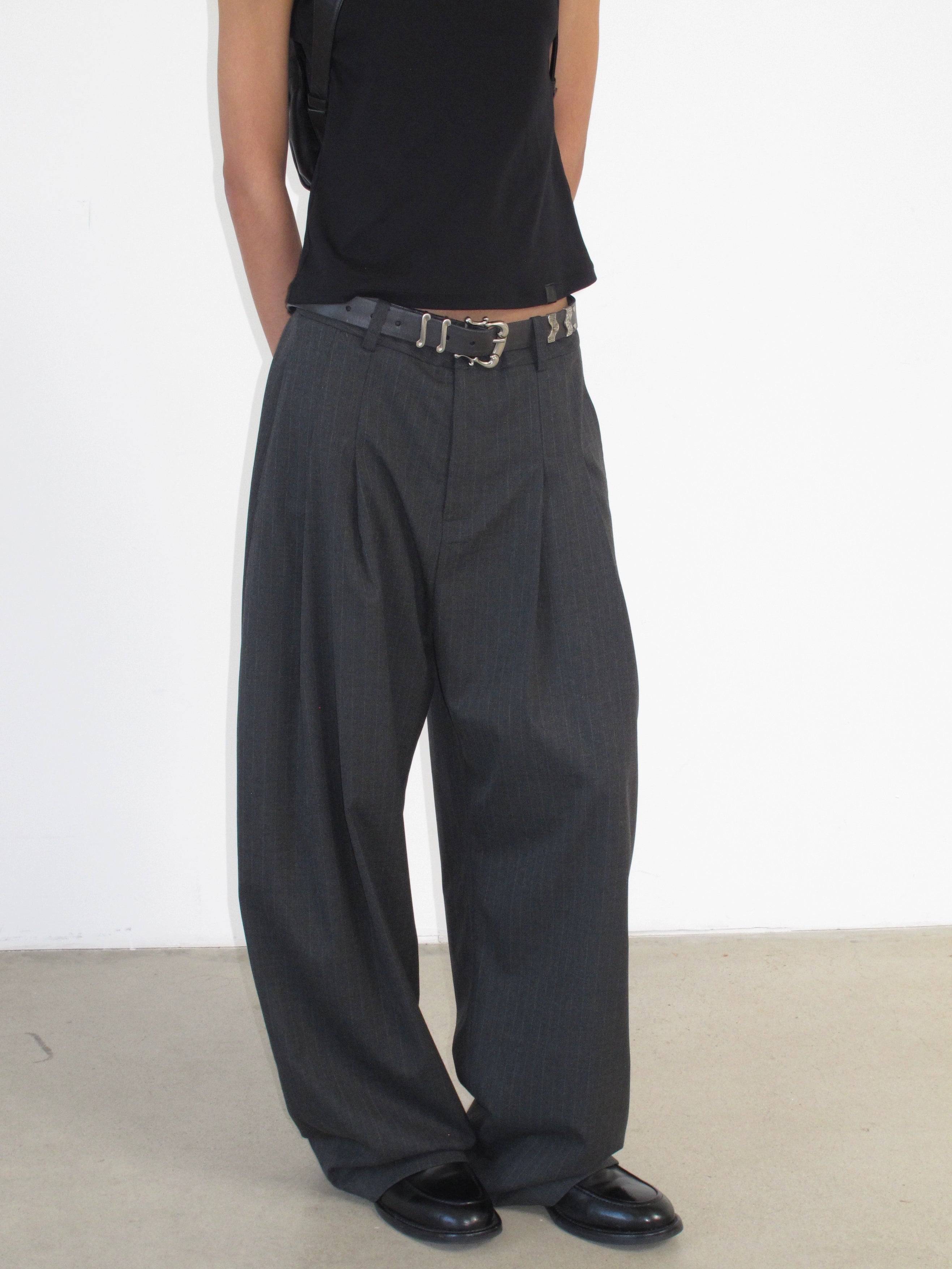 NOT UGLY Striped Grey Scimitar Casual Trousers