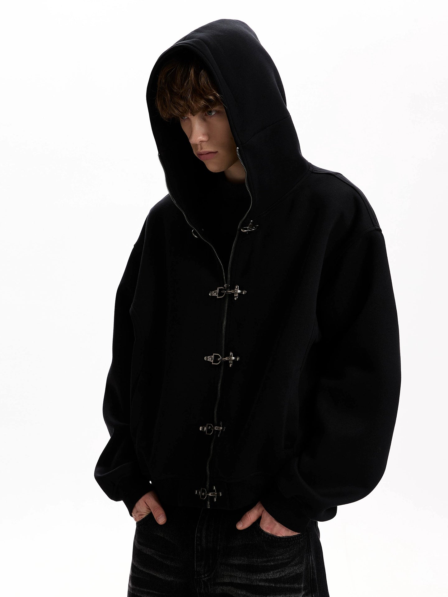 A PUEE Vintage Plane Buckle Zipper Short Jacket