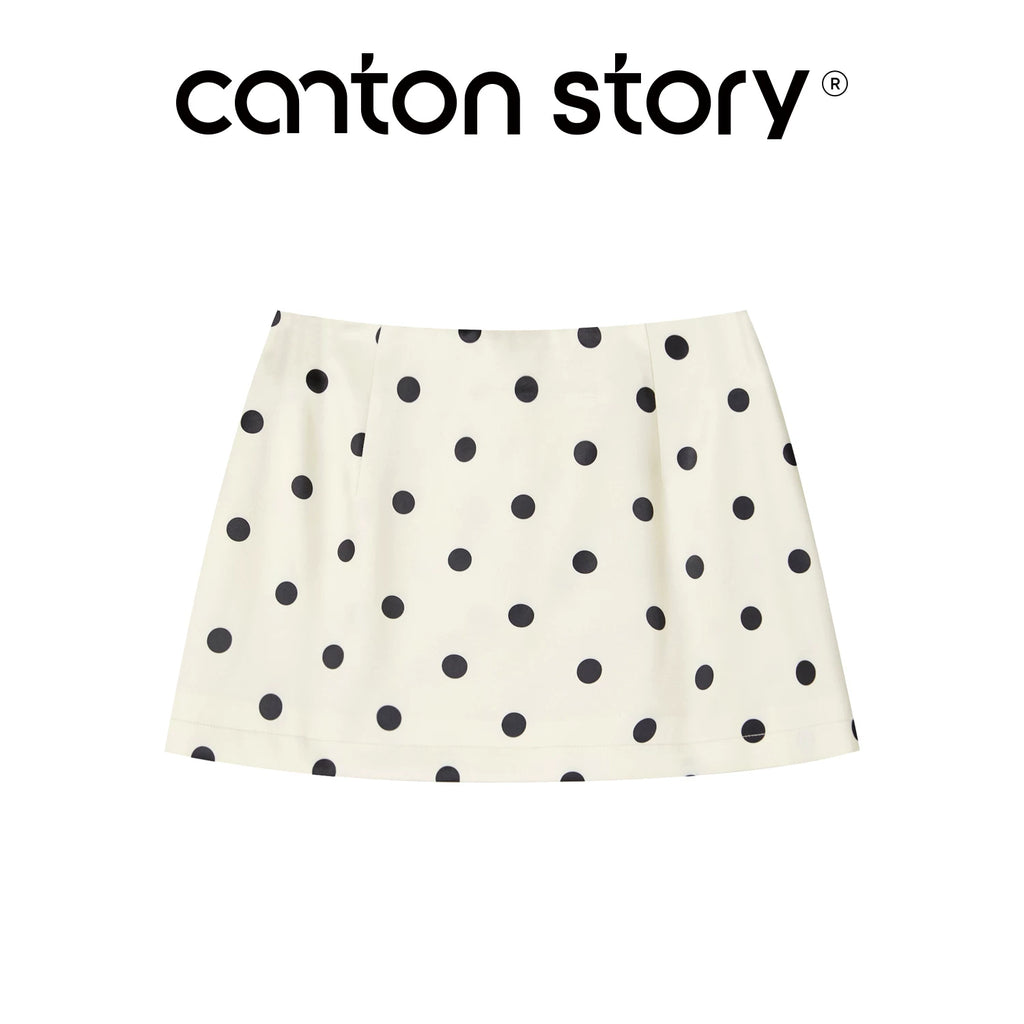 Cantonstory Polka Dot High Waist Slim Skirt Pants