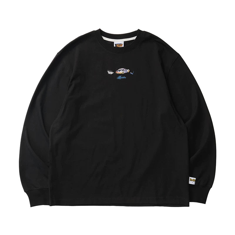 Battles Embroidery Contrast Printing Crew Neck Long Sleeve