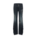 DoublePunch Micro-pull Hot Drill Frayed Stacked Silhouette Jeans