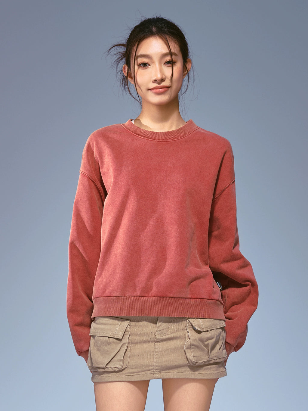 Remedy Vintage Double Sided Loose Crew Neck Sweater