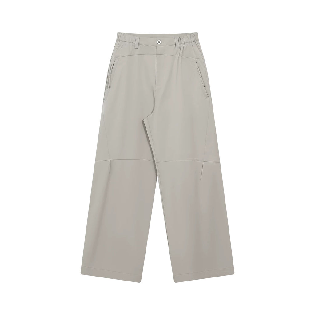 FUNKYFUN Elastic Waist Minimalist Pleated Wide-leg Pants