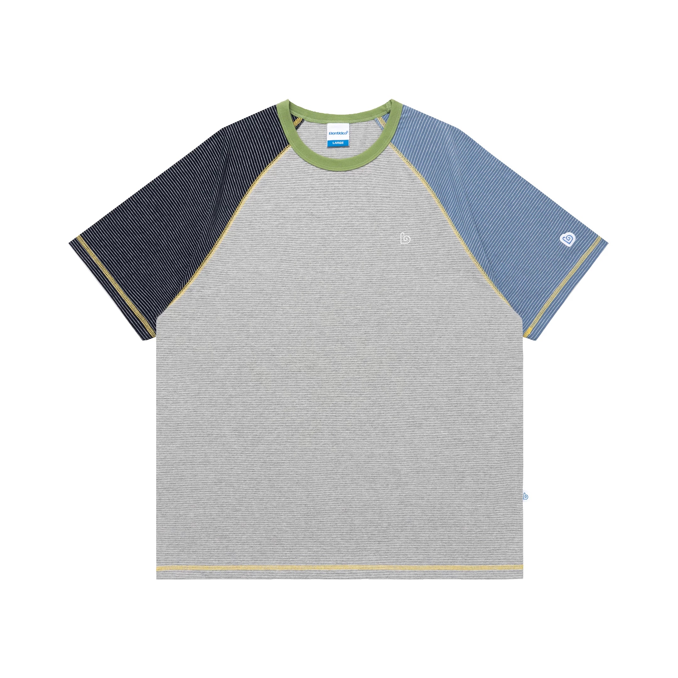 BENT IDEA Irregular Striped Color Matching Shoulder Tee