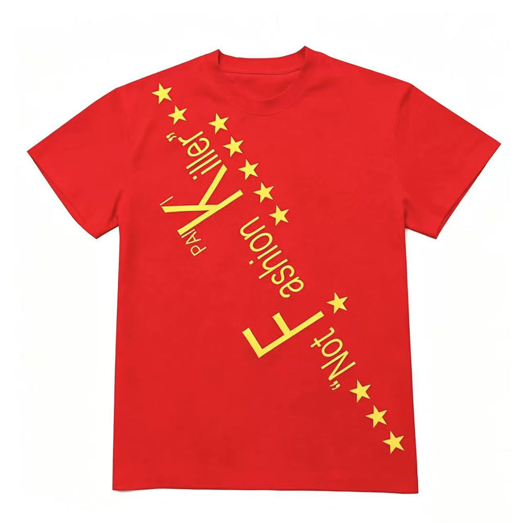 PAIKI English Tagline Front Shoulder Casual Tee