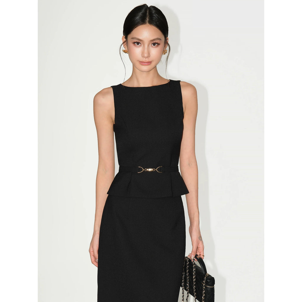 NEVA HU Temperament Sleeveless Vest Waist Skirt Set