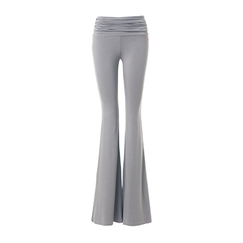 ABMY Skinny Elastic Low Waist Pleated Waist Flared Pants