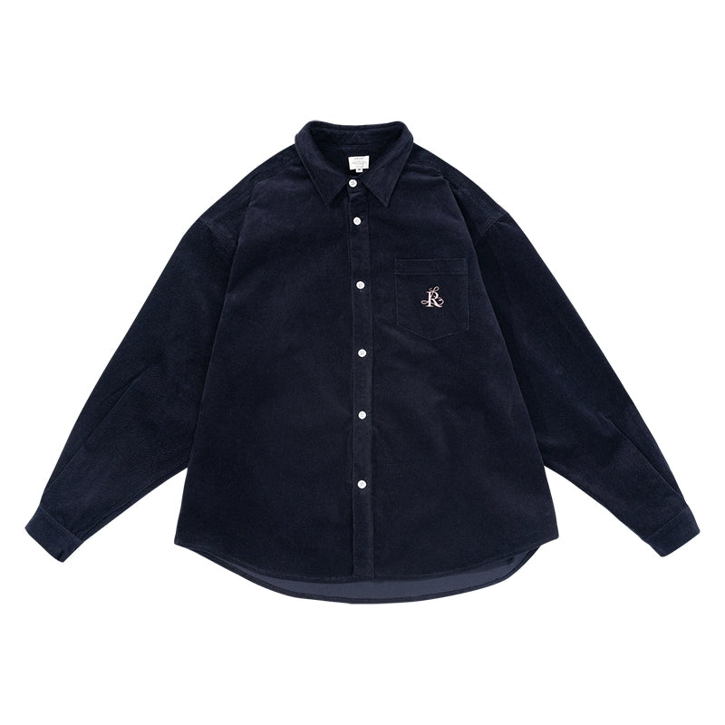 LR MADE Simple Retro Loose Square Neck Embroidered Shirt